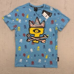 SWITCH Shirt Mens REMARKABLE Blue All Over‎ Skull Crown Graphic T Shirt Medium